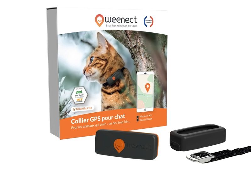 Collier GPS pour chat - Weenect XS - Noir