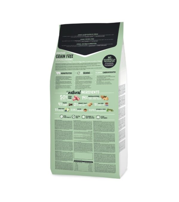 Ownat prime sans céréales hypoallergénique porc chien 12kg – Image 2