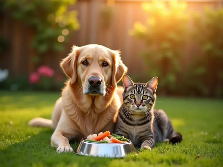 chien-chat-nourriture-saine-jardin-heure-doree