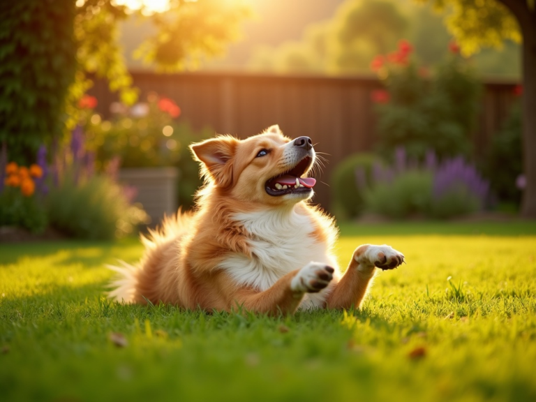 chien-heureux-golden-hour-roling-grass