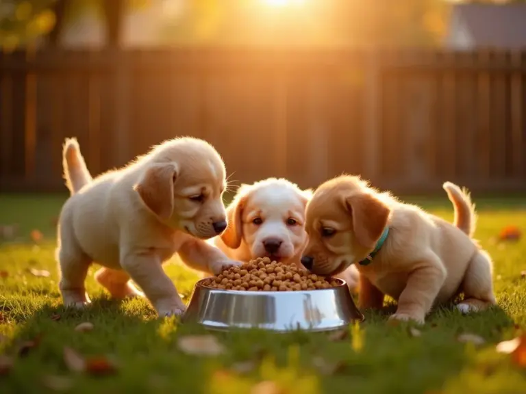 chiots-heureux-nourriture-pleine-lumiere