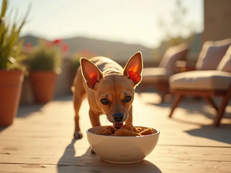 golden-hour-dog-eating-croquettes