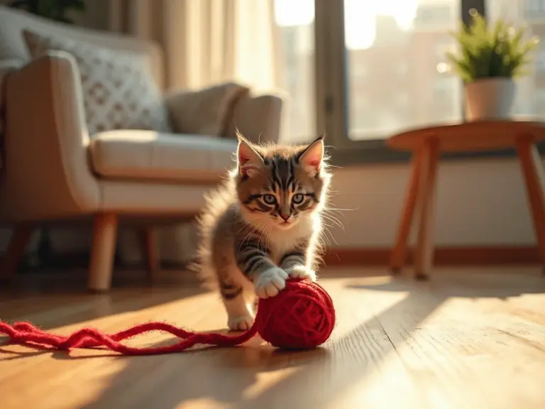 kitten-playing-with-yarn-golden-hour