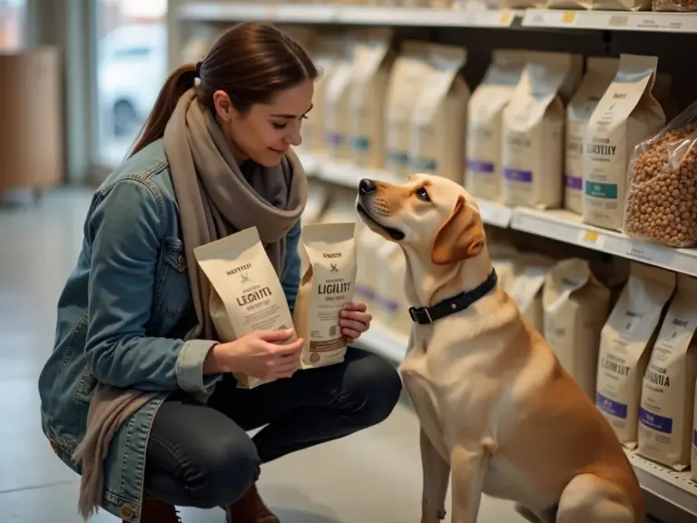 pet-store-nutrition-comparison-woman-dog