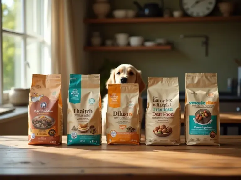 rustic-dog-food-setup-golden-retriever-puppy