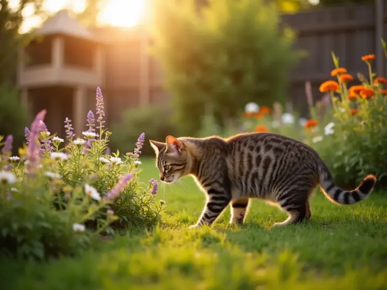 chat-dans-jardin-felin-enrichi-golden-hour