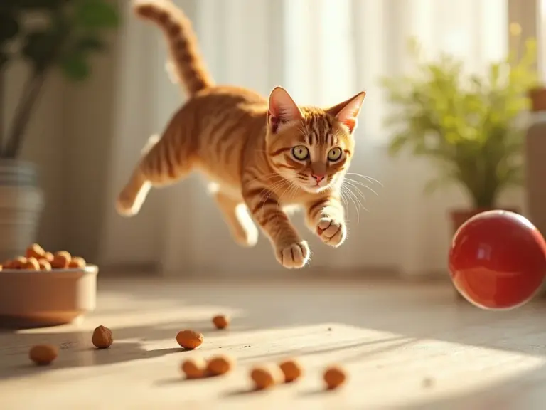 chat-dynamique-saut-salon-moderne