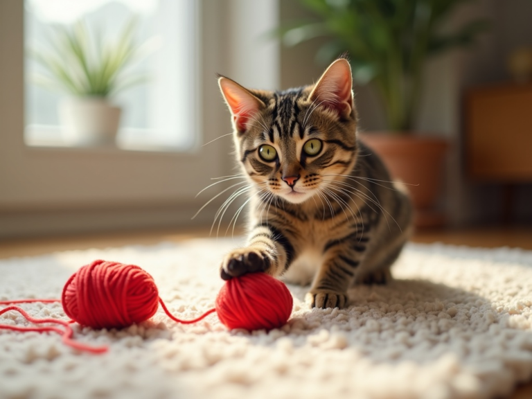 chat-jouant-yarn-rouge