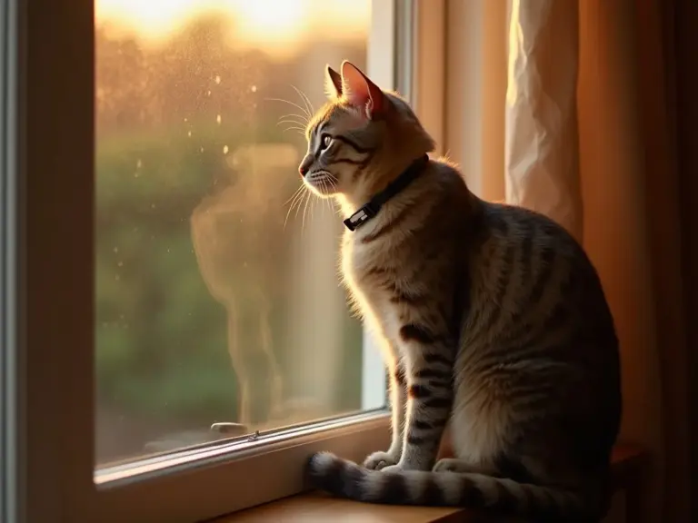 chat-senior-fenetre-golden-hour-gps