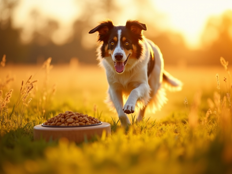 chien-athletique-champ-solaire-nourriture-saine
