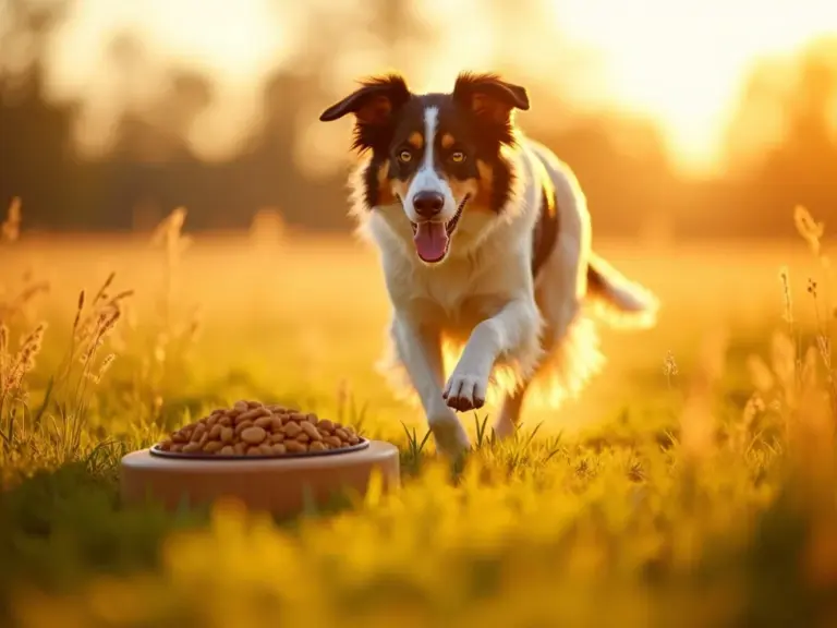 chien-athletique-champ-solaire-nourriture-saine