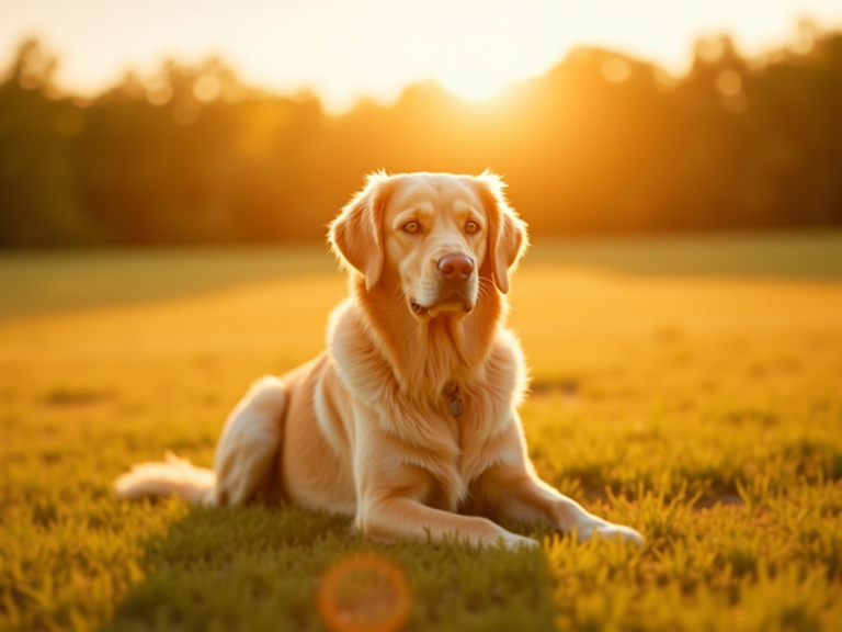 golden-hour-dog-relaxed-meadow