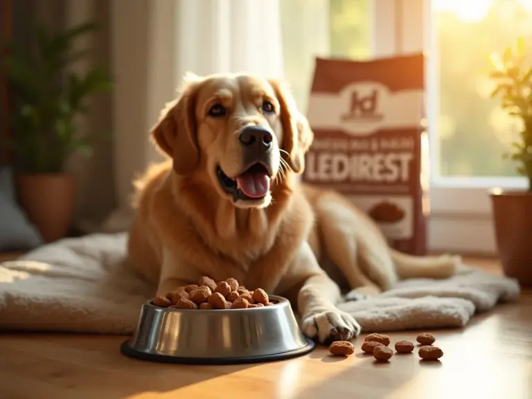 golden-retriever-senior-dog-relaxing-food-bowl