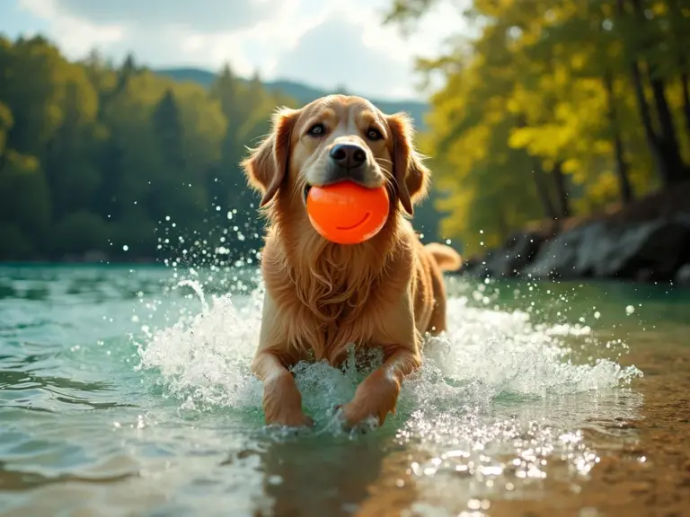 golden-retriever-splash-lake-toy