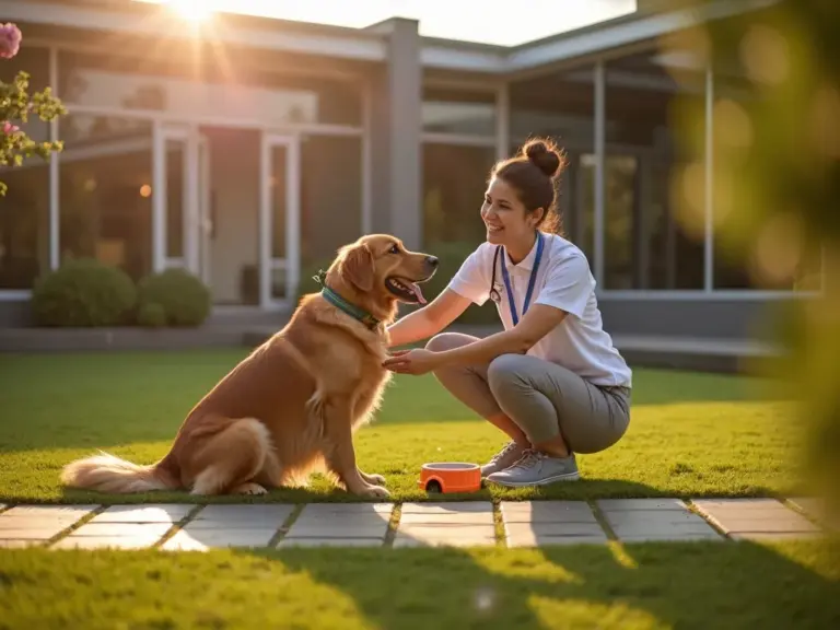 hotel-attendant-golden-retriever-golden-hour