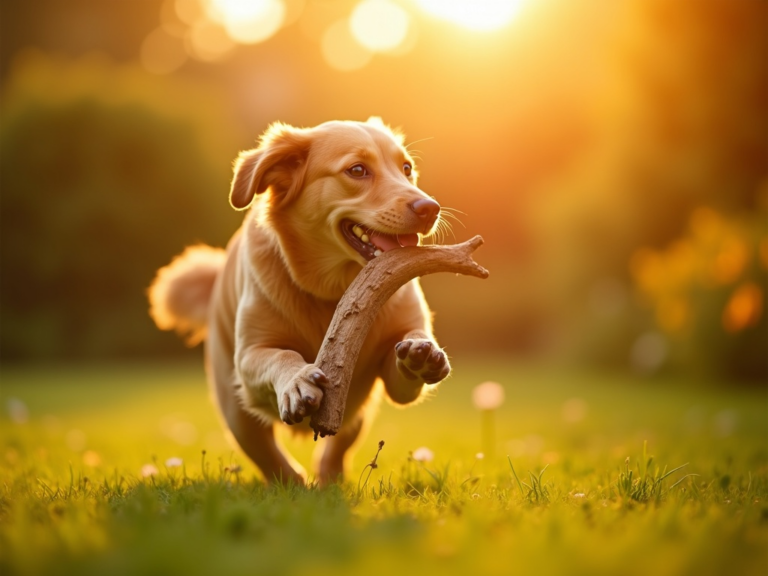 labrador-retriever-playing-garden-golden-hour