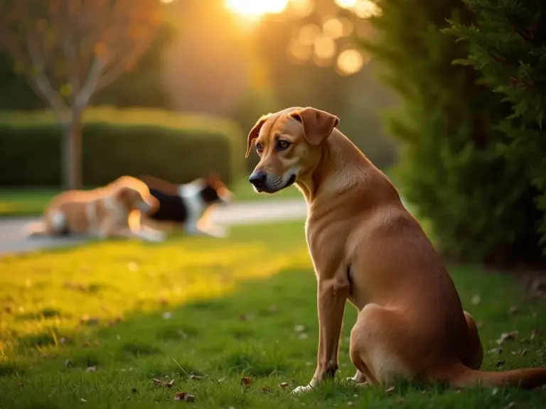 timid-dog-curious-golden-hour-park