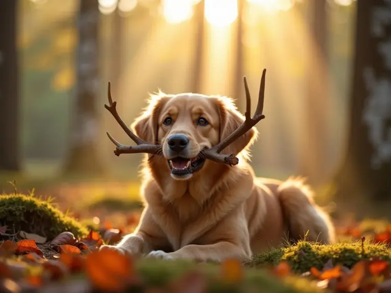 chien-antler-heure-doree-foret