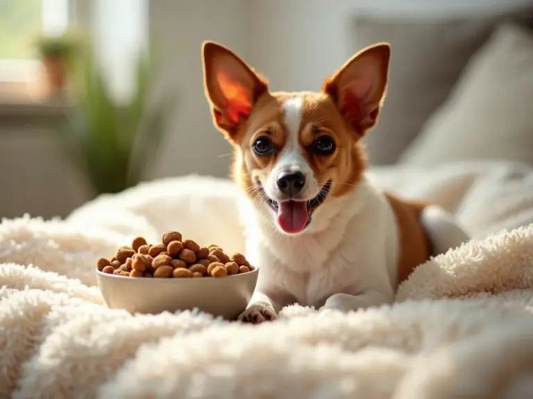 chien-heureux-sur-couverture-creme-croquettes-vetsaveur_light