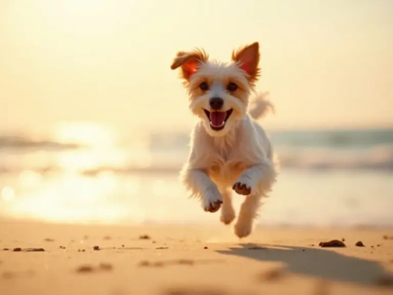 chien-joyeux-plage-sunset