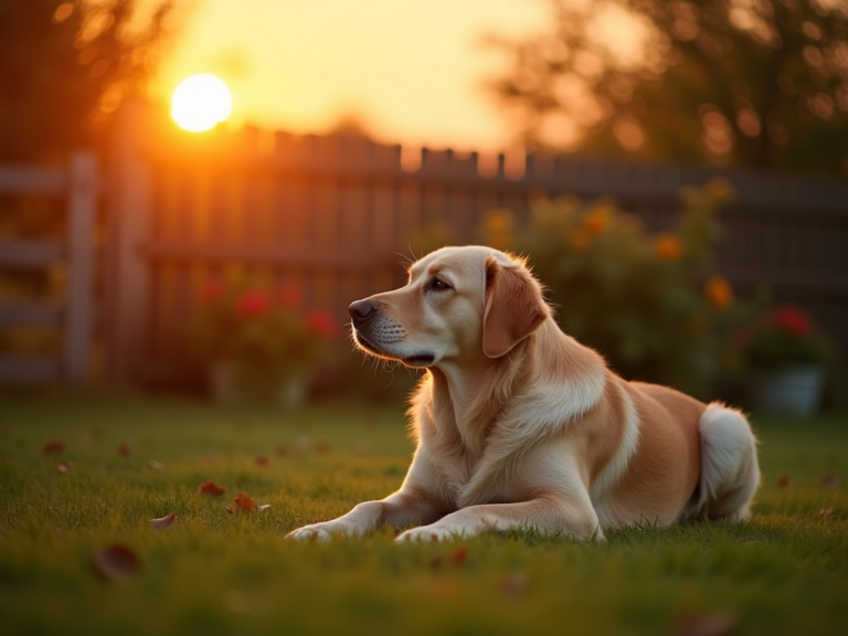 chien-vieux-golden-hour-bokeh-jardin