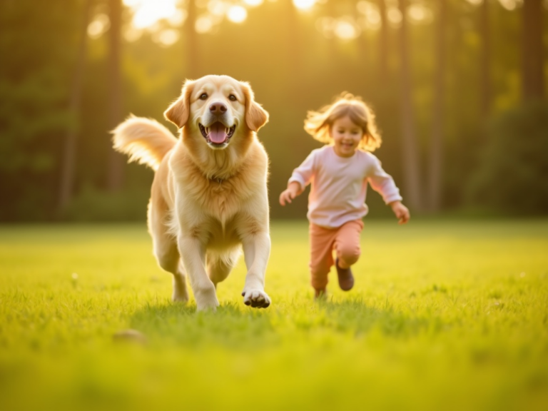 enfant-avec-chien-ludique-golden-retriever
