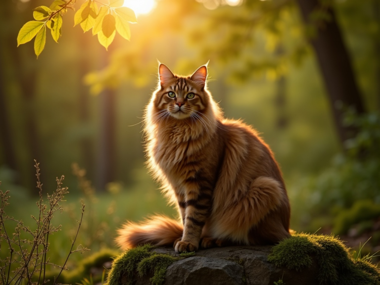 golden-hour-maine-coon-cat-forest
