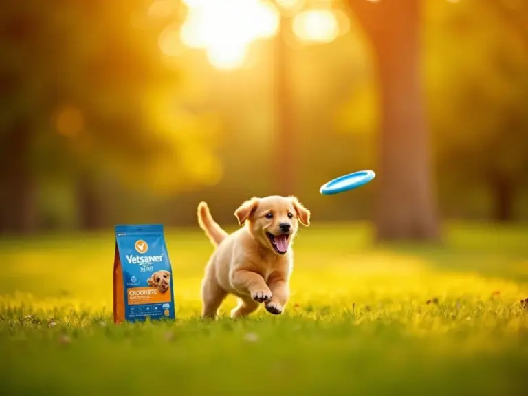 golden-hour-puppy-vibrant-frisbee-vetsaveur-junior-dog-food
