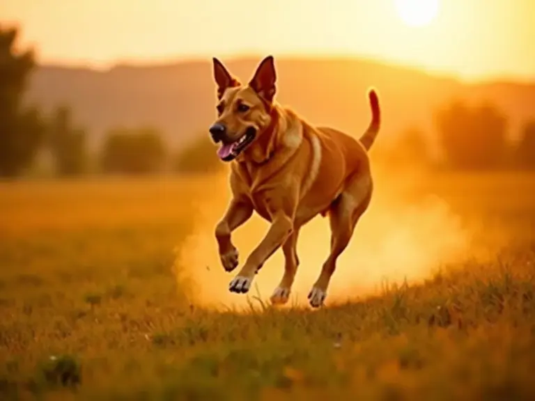 grand-chien-course-coucher-soleil