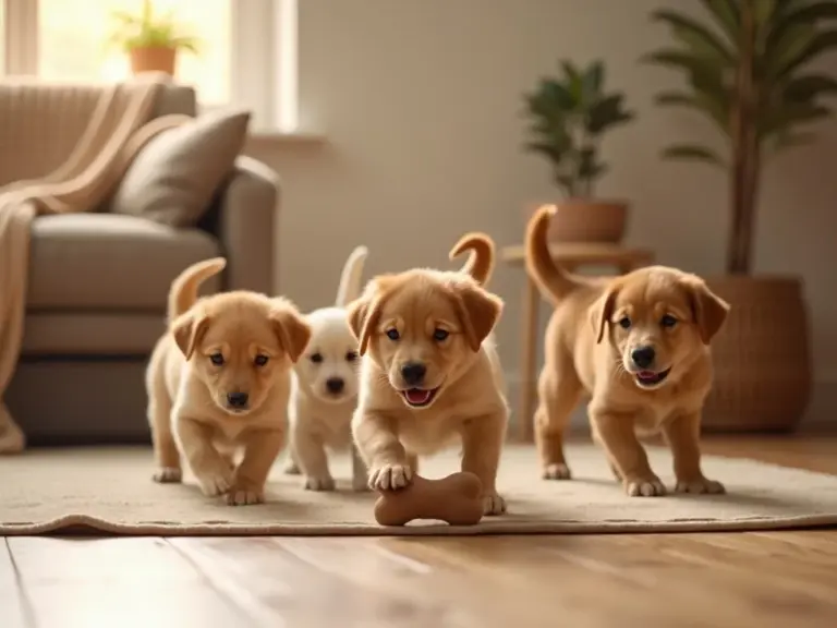 joyful-puppies-playing-in-home-light