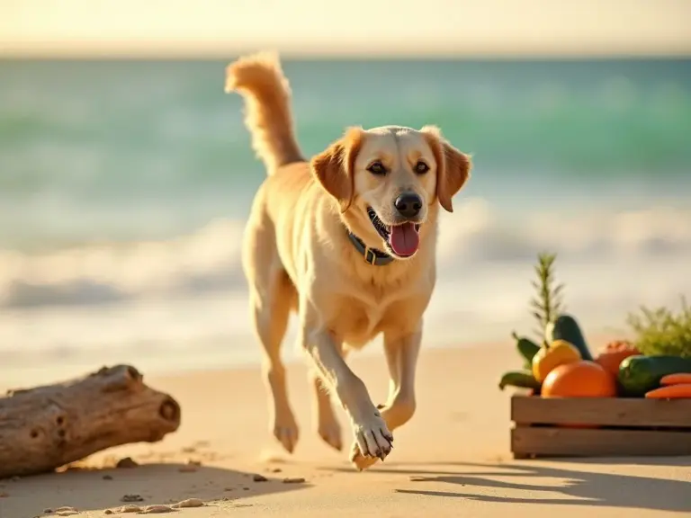 labrador-retriever-plage-heure-doree