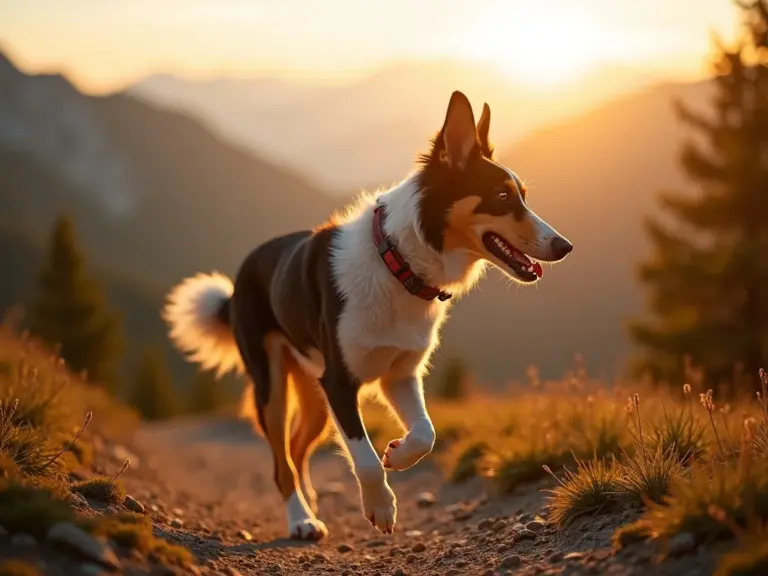 medium-athletic-dog-mountain-trail-golden-hour
