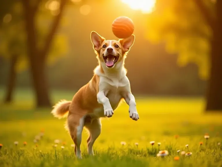 medium-sized-lean-dog-leaping-orange-ball-golden-hour