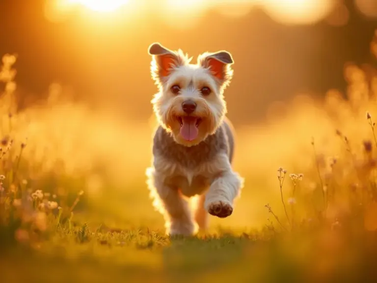 miniature-schnauzer-energetic-run-golden-hour