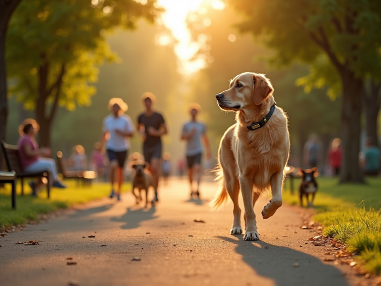 senior-golden-retriever-urban-park-golden-hour
