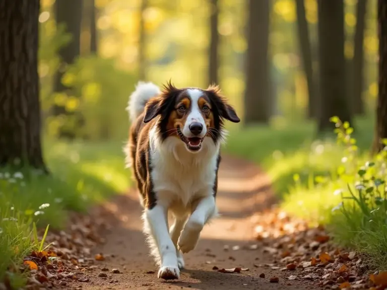 medium-sized-dog-forest-path