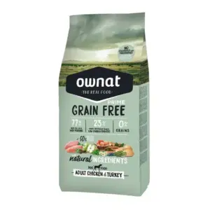 Ownat prime sans céréales adulte poulet et dinde chien 12kg