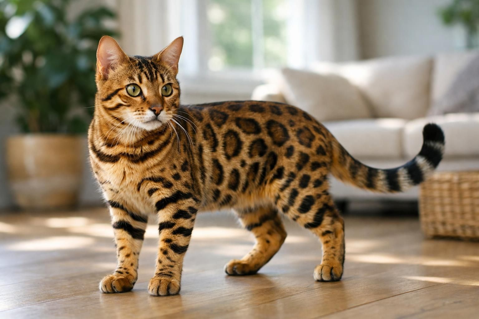 Chat Bengal au pelage tacheté façon léopard