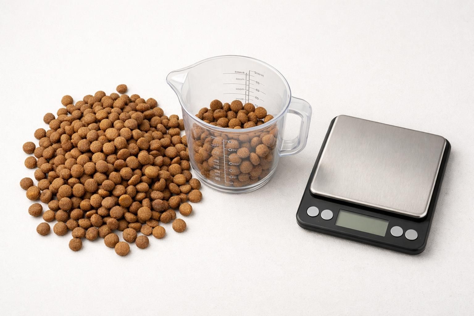 Croquettes pour chien avec doseur et balance pour peser la ration