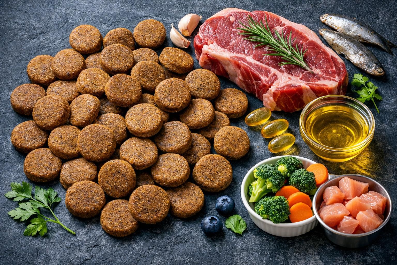 Grosses croquettes pour grand chien et ingrédients riches en protéines