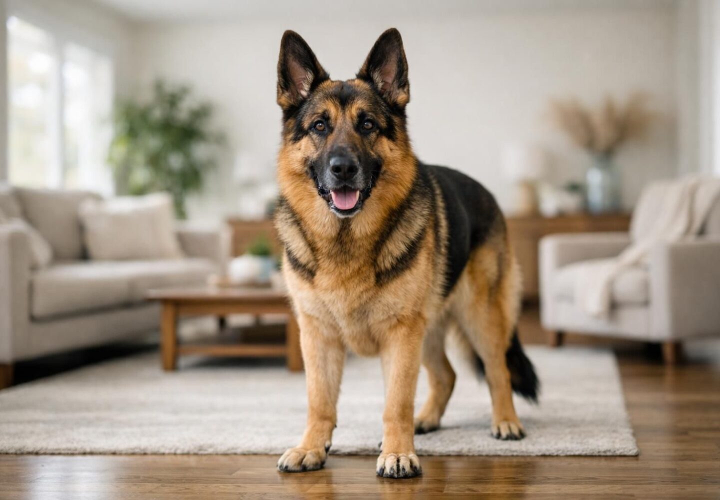 Grand chien de grande race en bonne santé dans un salon lumineux