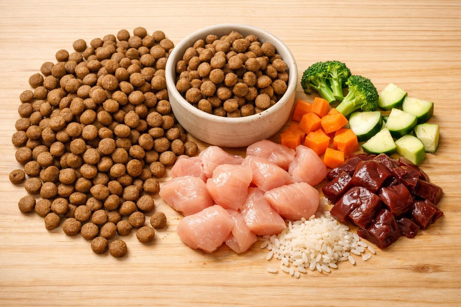 Croquettes pour chiot et ingrédients frais riches en protéines animales