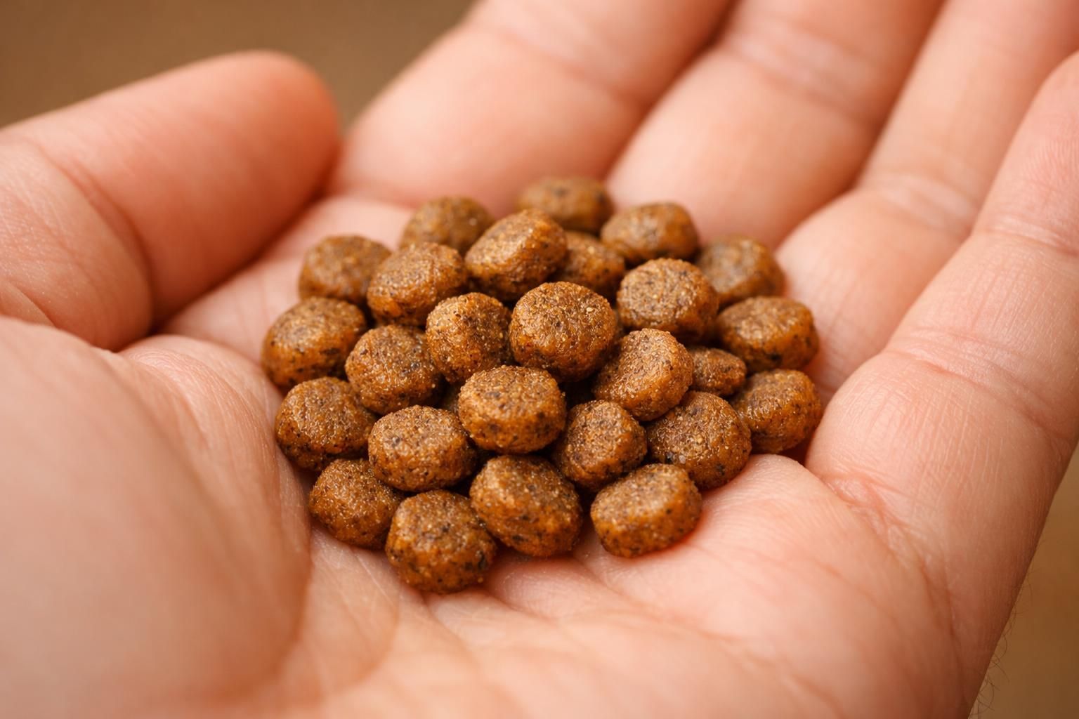 Petites croquettes de calibre adapté à la mâchoire d'un petit chien