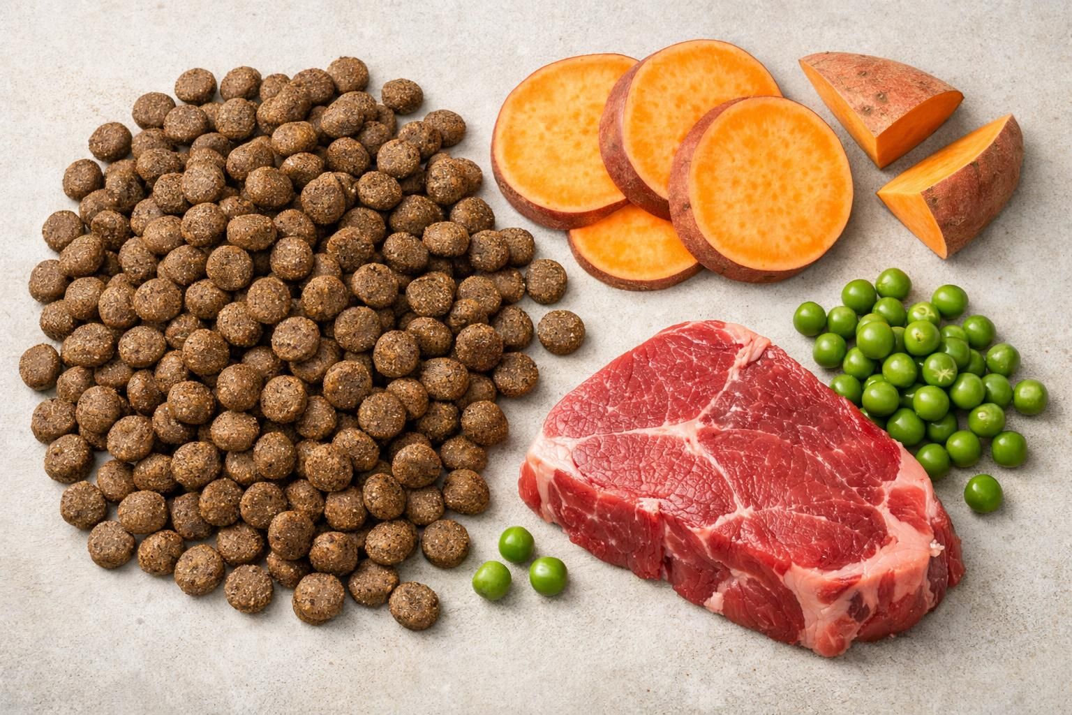 Croquettes sans céréales pour chien à base de viande et de patate douce