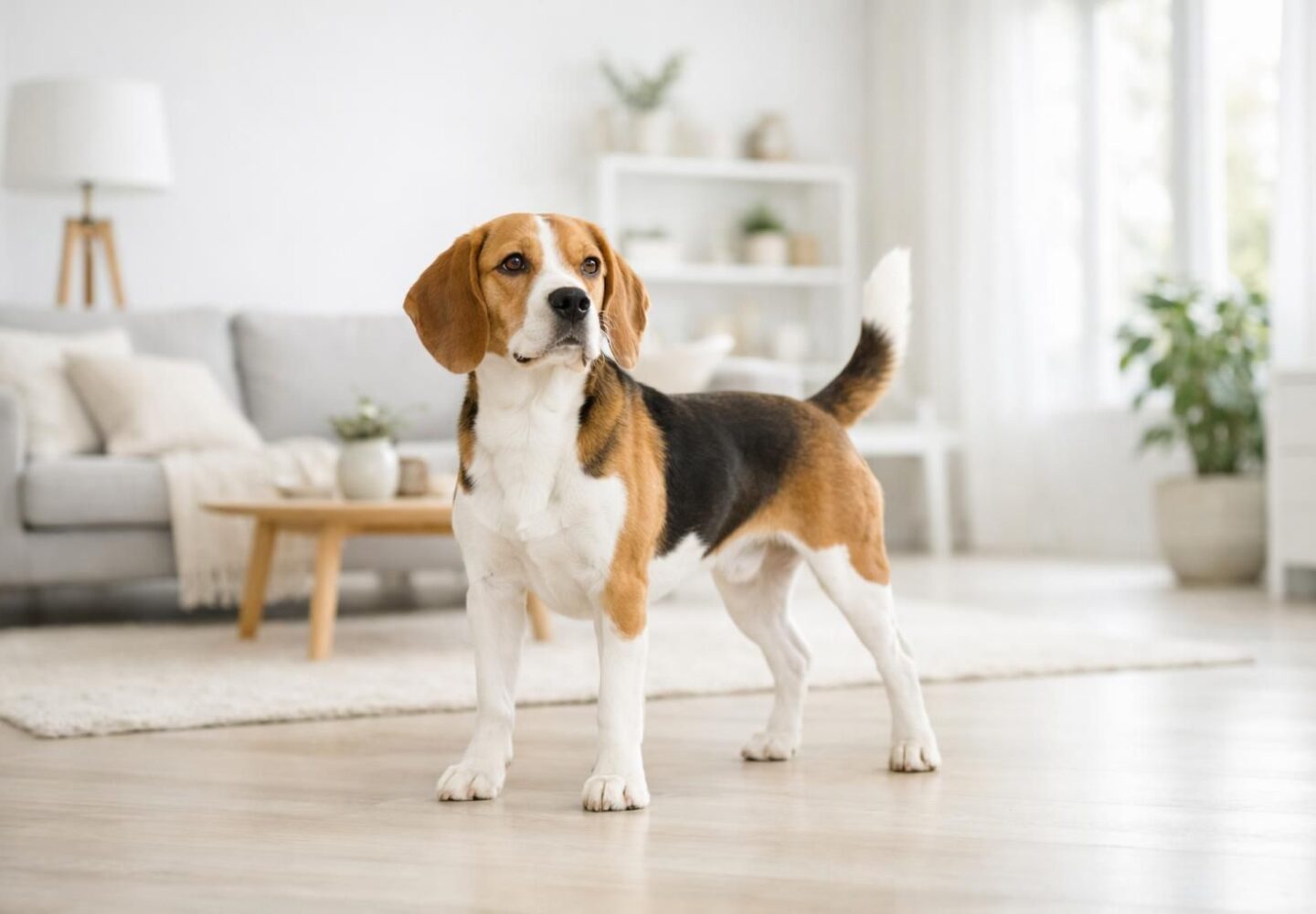 Chien svelte et en forme après une perte de poids avec des croquettes light