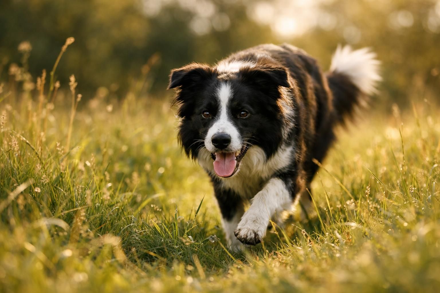Chien en pleine forme et vital lors d'une balade en nature