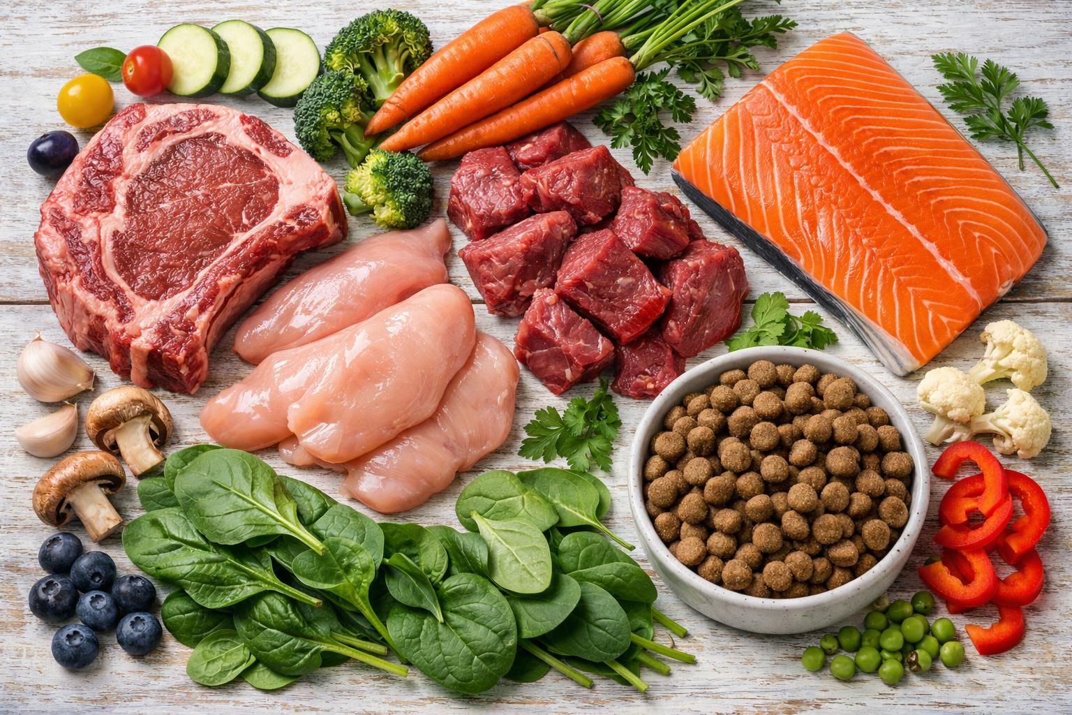 Nourriture naturelle pour chien à base de viande fraîche et de légumes