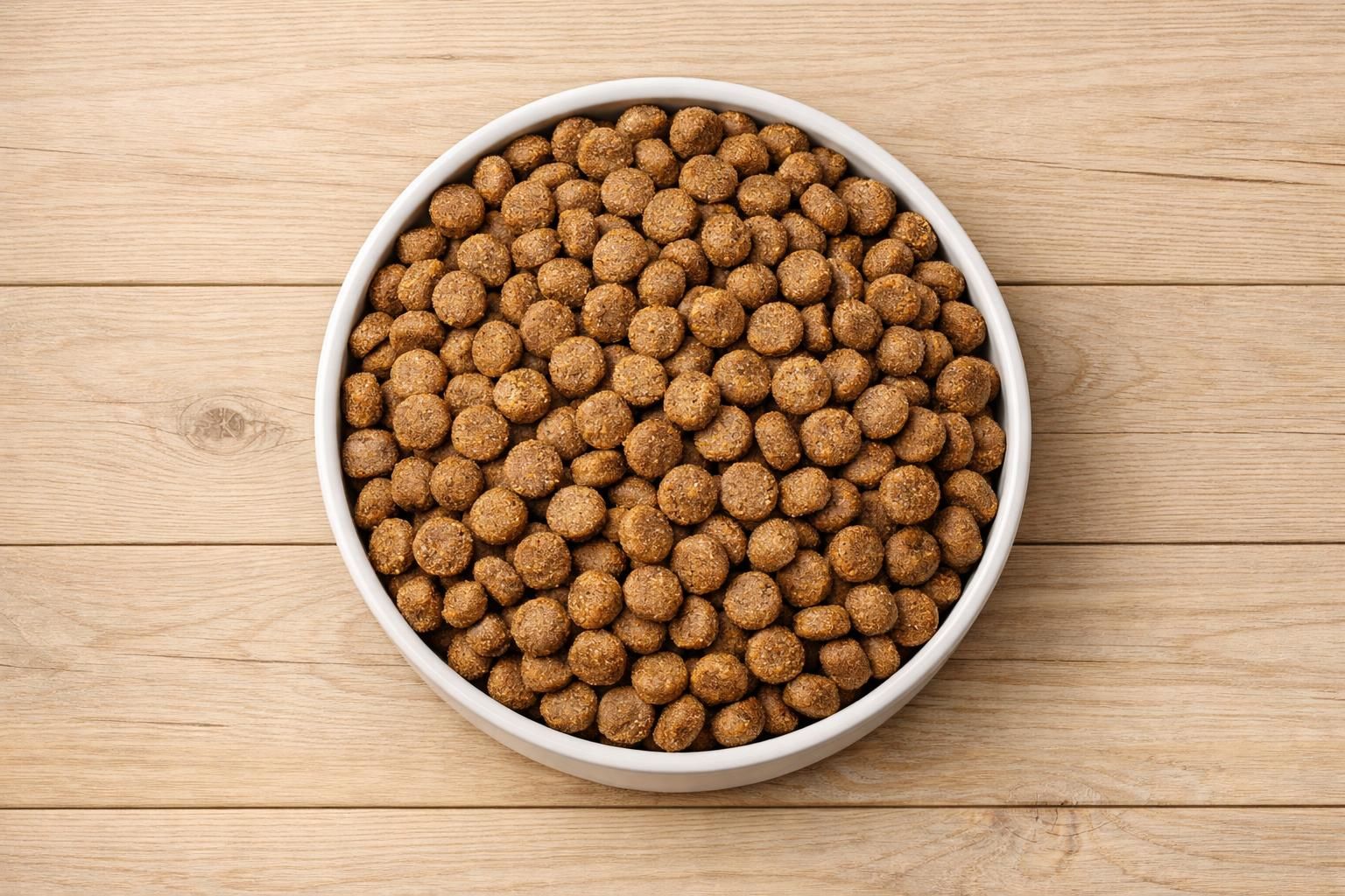 Gamelle de croquettes pleine et intacte devant un chien qui refuse de manger