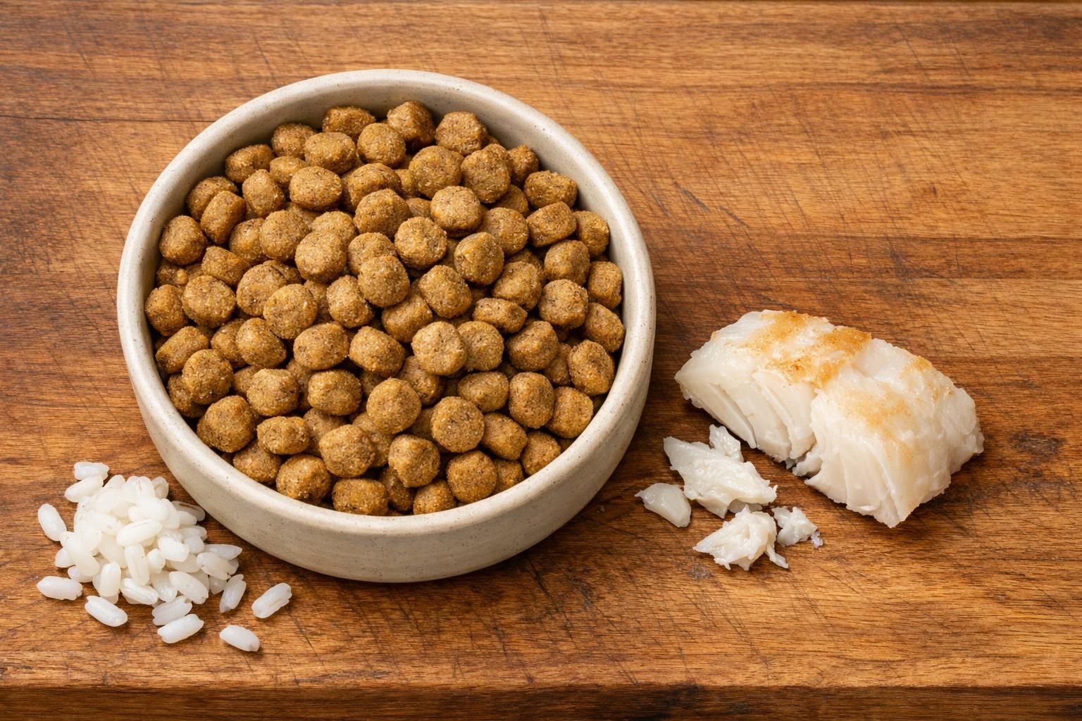 Croquettes chat très digestibles avec riz et poisson blanc