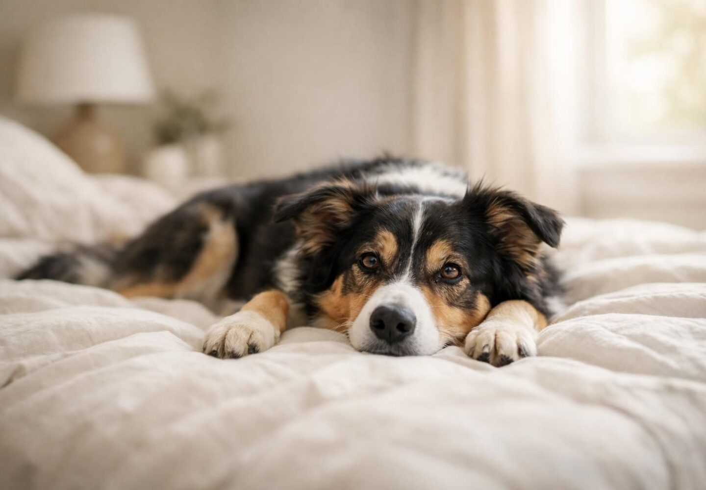 Chien en bonne santé au repos, sujet des croquettes vétérinaires